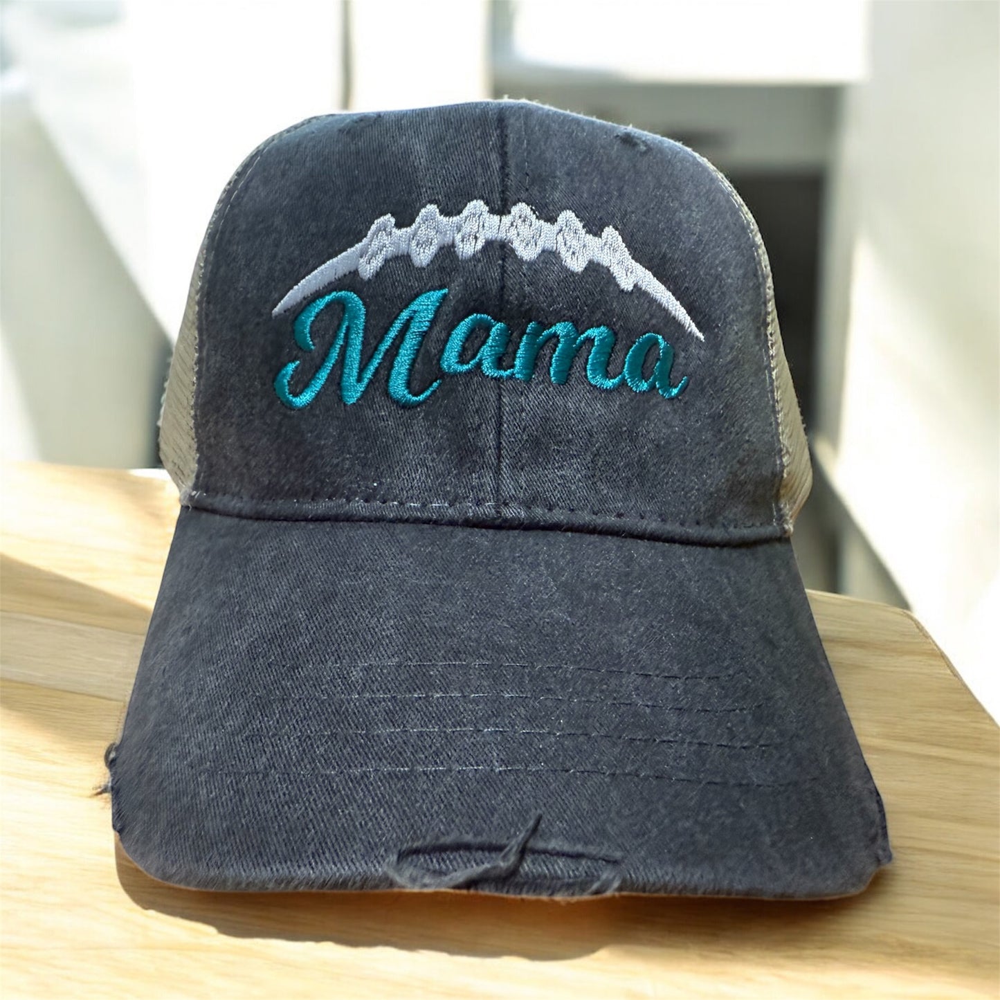 Distressed Football Mama Adjustable Hat