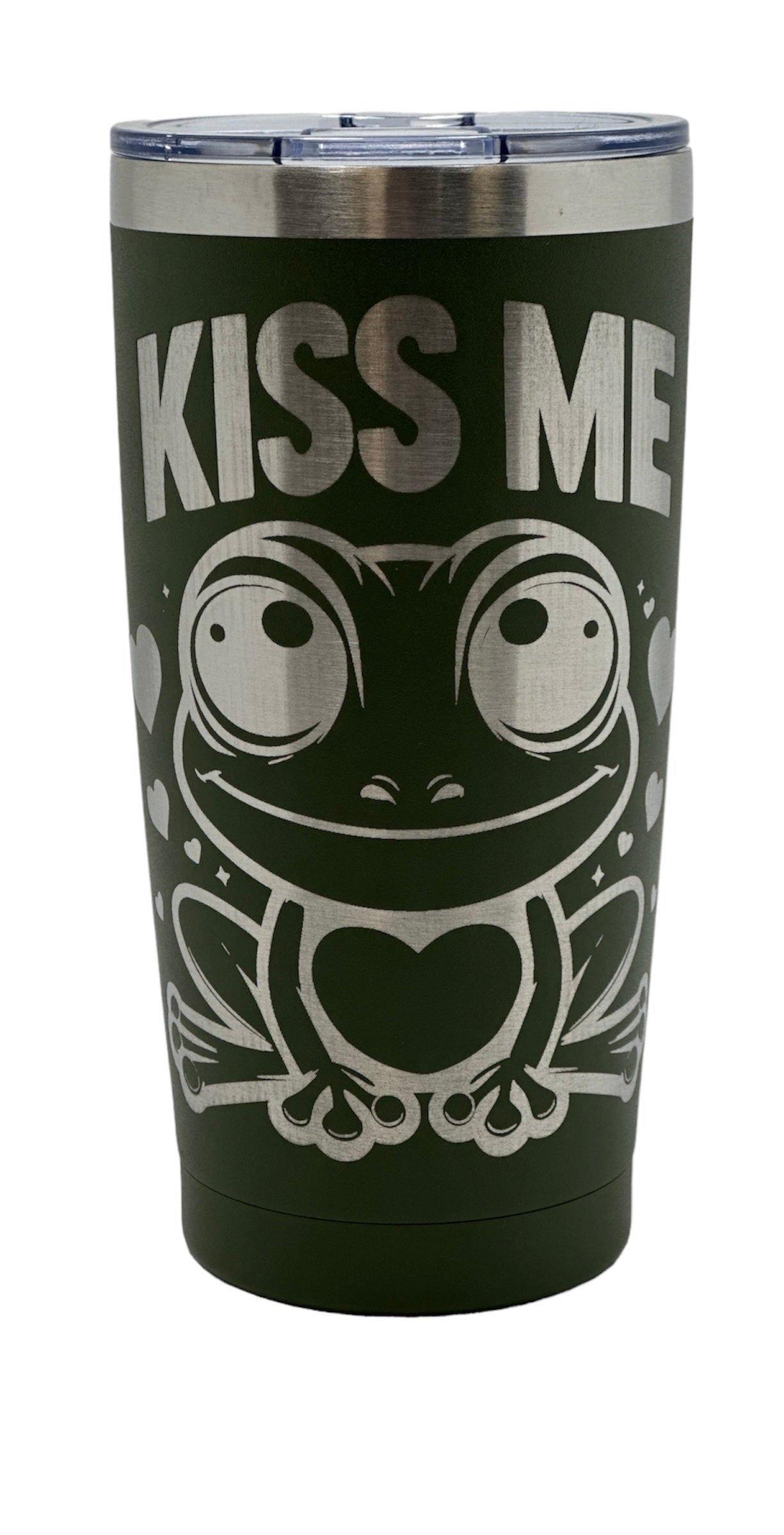 20oz Tumbler Kiss Me Frog-Dark Green