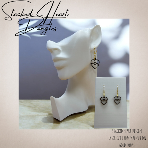 Stacked Heart Dangle Earrings