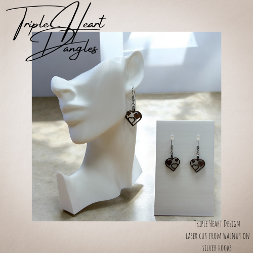 Triple Heart Dangle Earrings