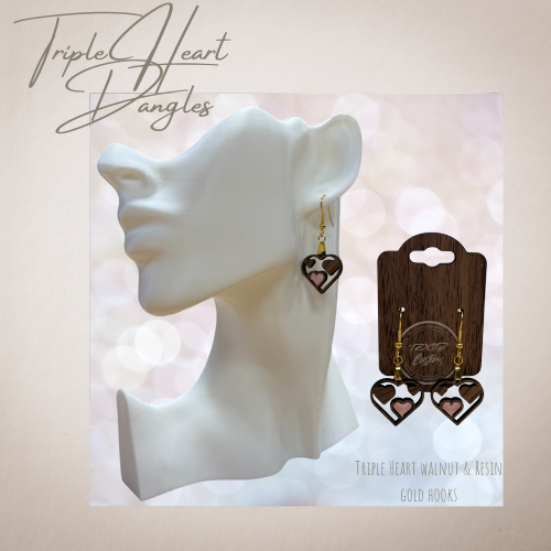 Triple Heart Dangle Earrings (Copy)