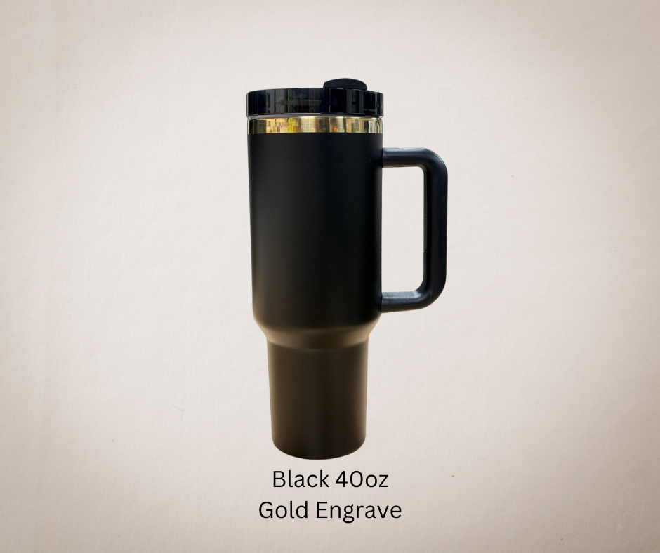 Black-Gold Engrave 40oz Tumbler-Made to Order