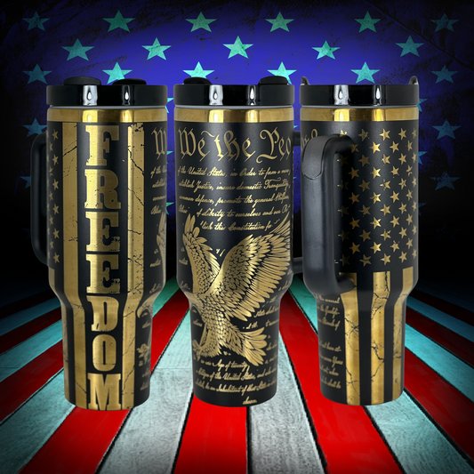 40oz Black and Gold We the People