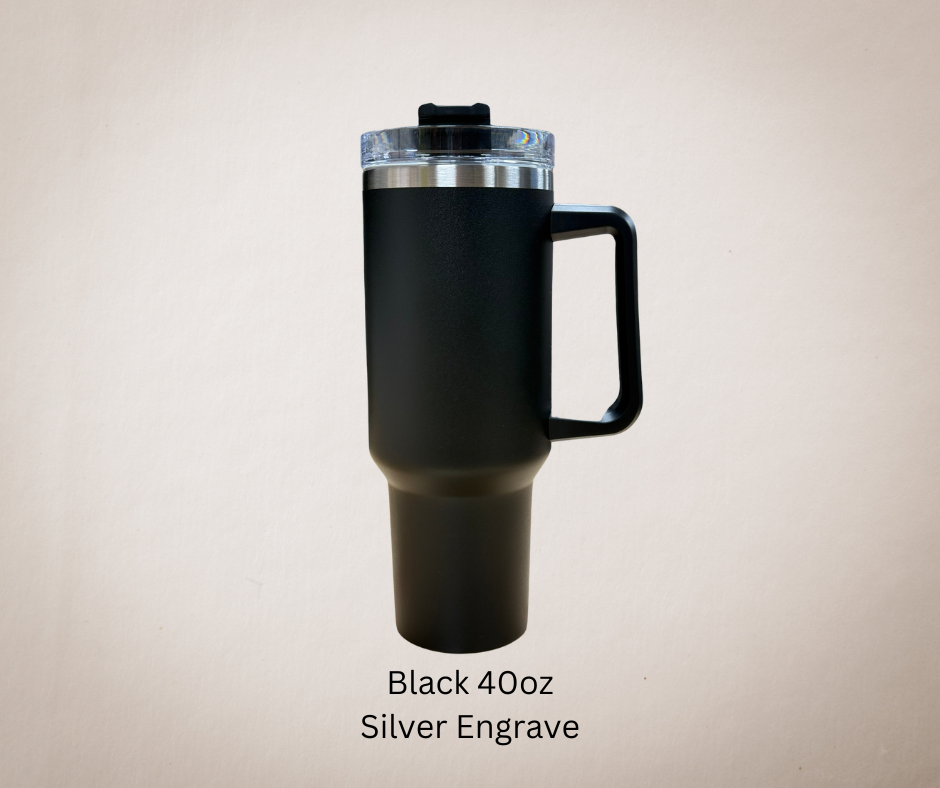 Black-Silver Engrave 40oz Tumbler-Made to Order