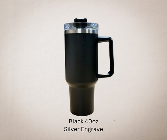 Black-Silver Engrave 40oz Tumbler-Made to Order