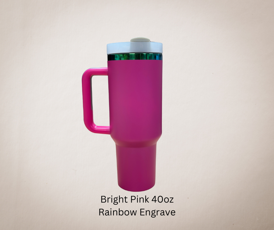 Bright Pink-Rainbow Engrave 40oz Tumbler-Made to Order