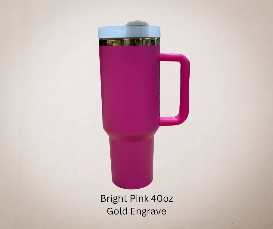 Bright Pink-Gold Engrave 40oz Tumbler-Made to Order