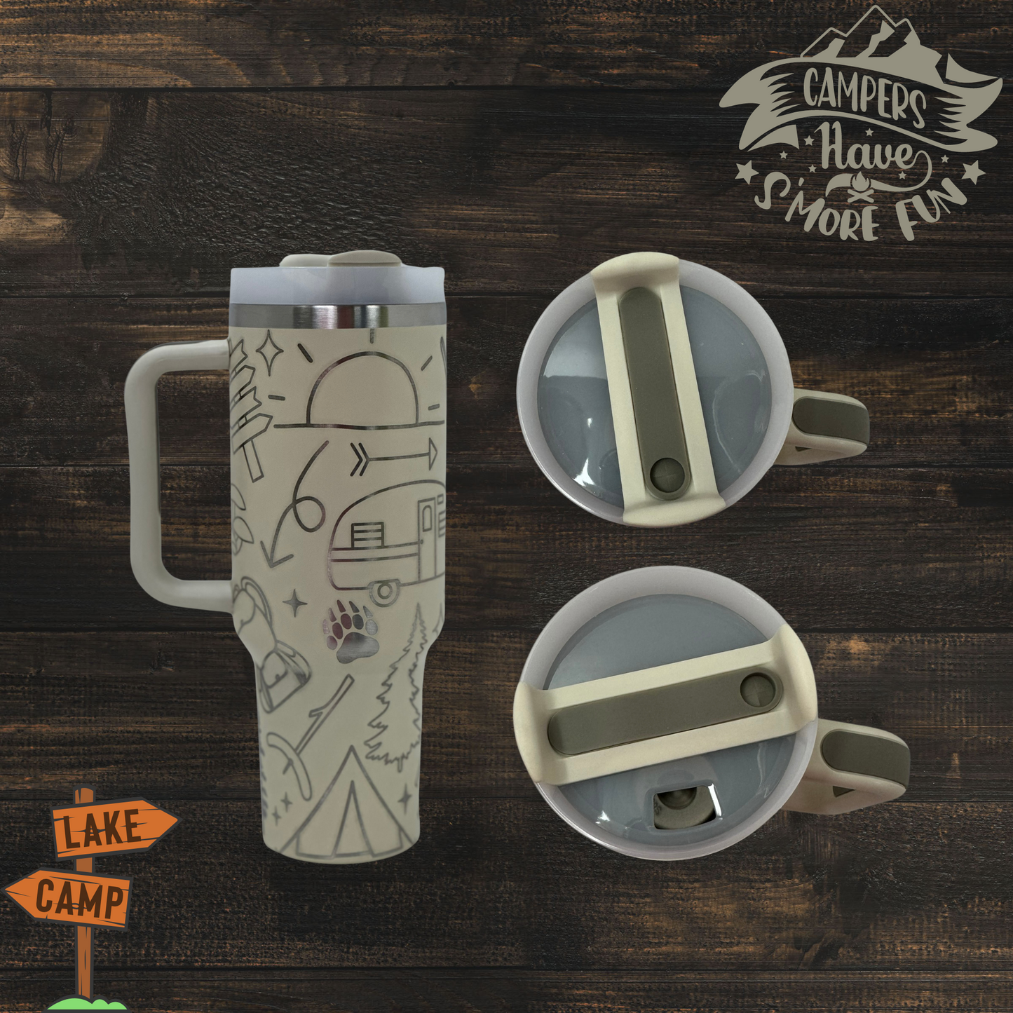 40oz Tan Camping Tumbler