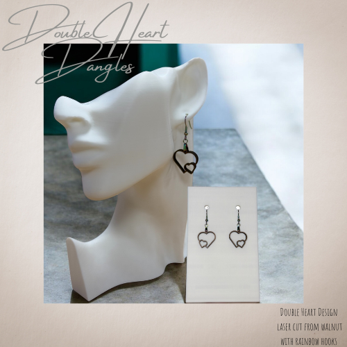 Double Heart Dangle Earrings