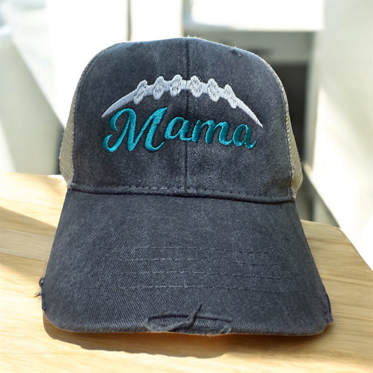 Distressed Football Mama Adjustable Hat