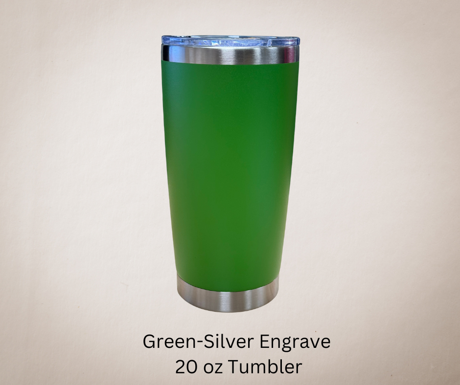 Green-Silver Engrave 20ozTumbler-Made to Order