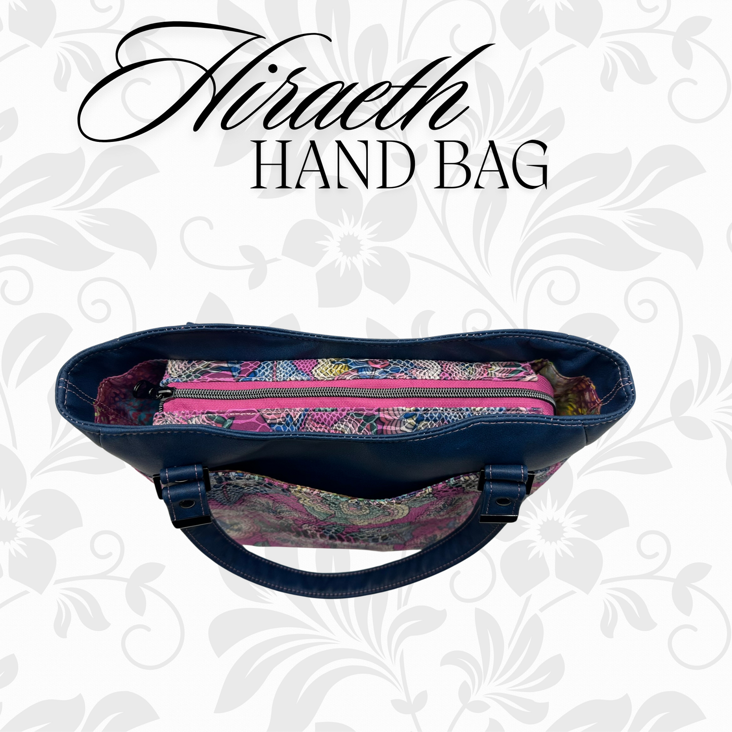 Navy & Printed Snakeskin Hiraeth Hand Bag