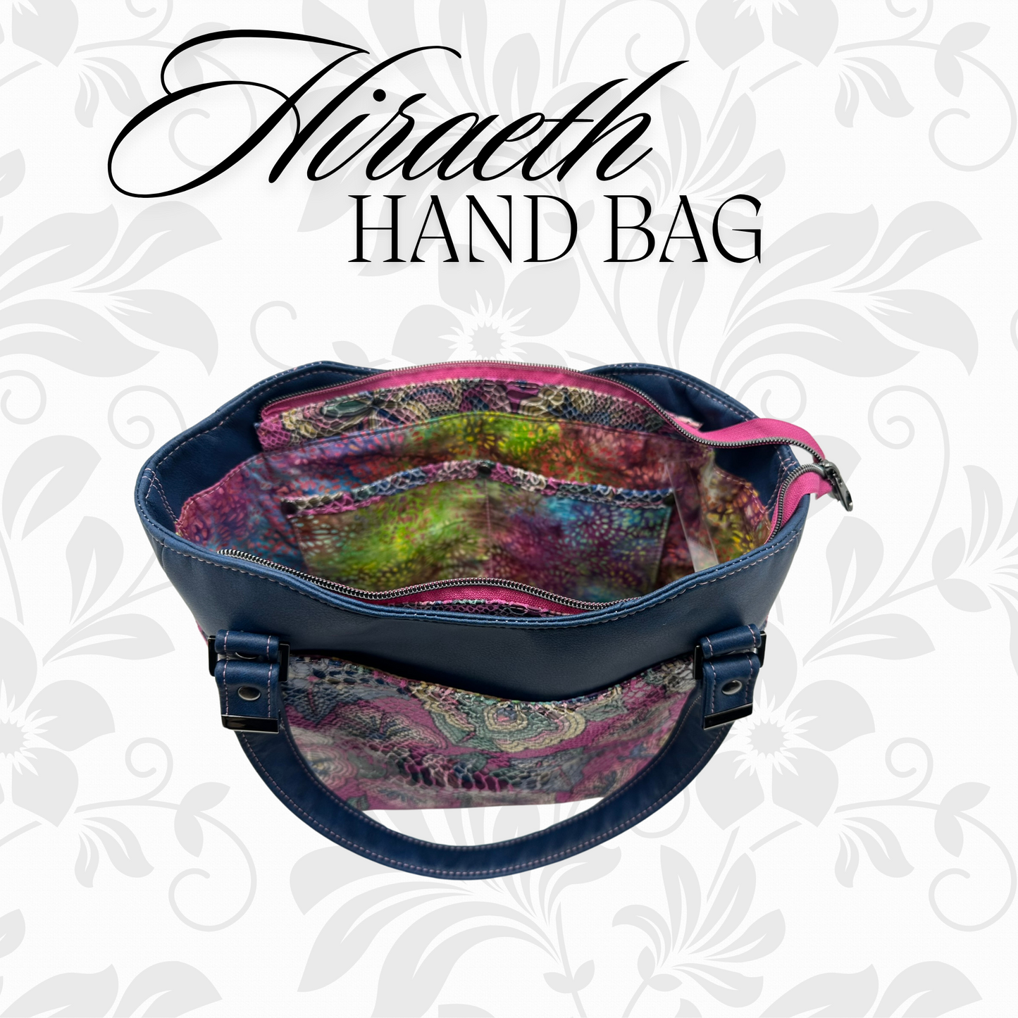 Navy & Printed Snakeskin Hiraeth Hand Bag