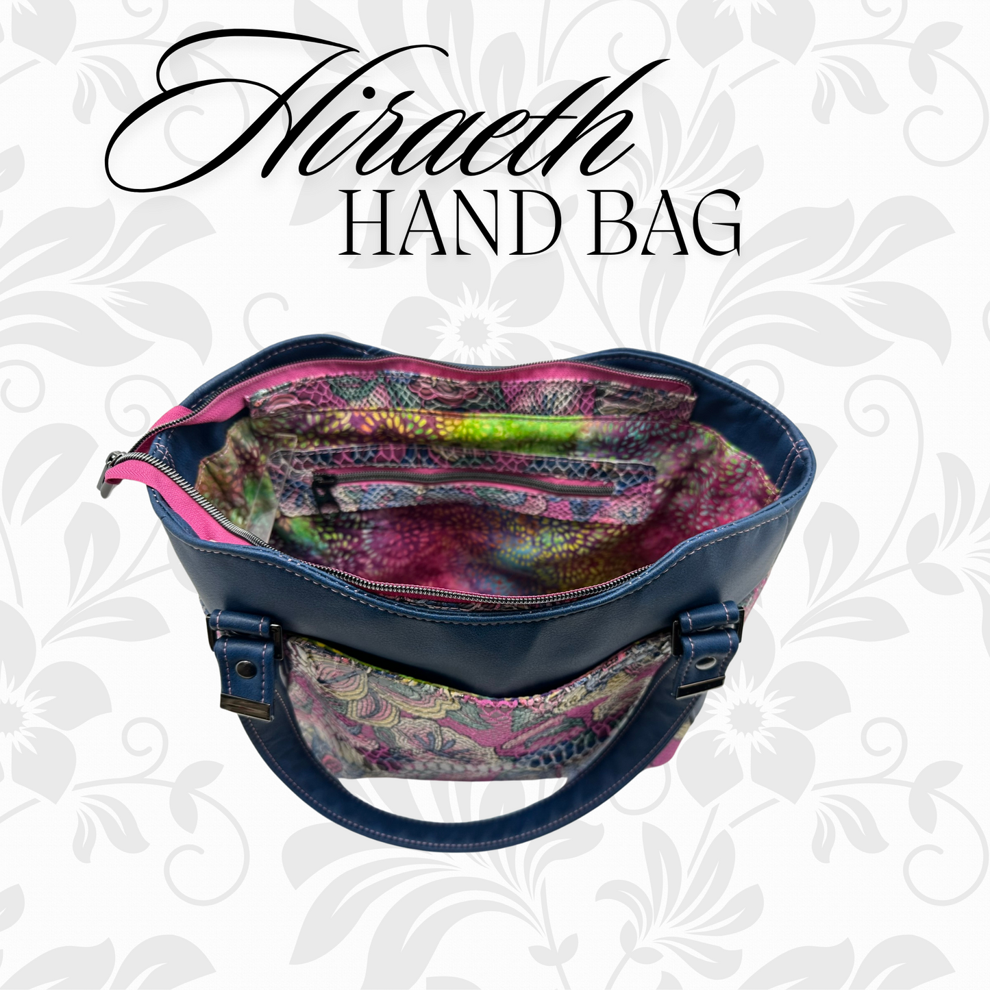 Navy & Printed Snakeskin Hiraeth Hand Bag