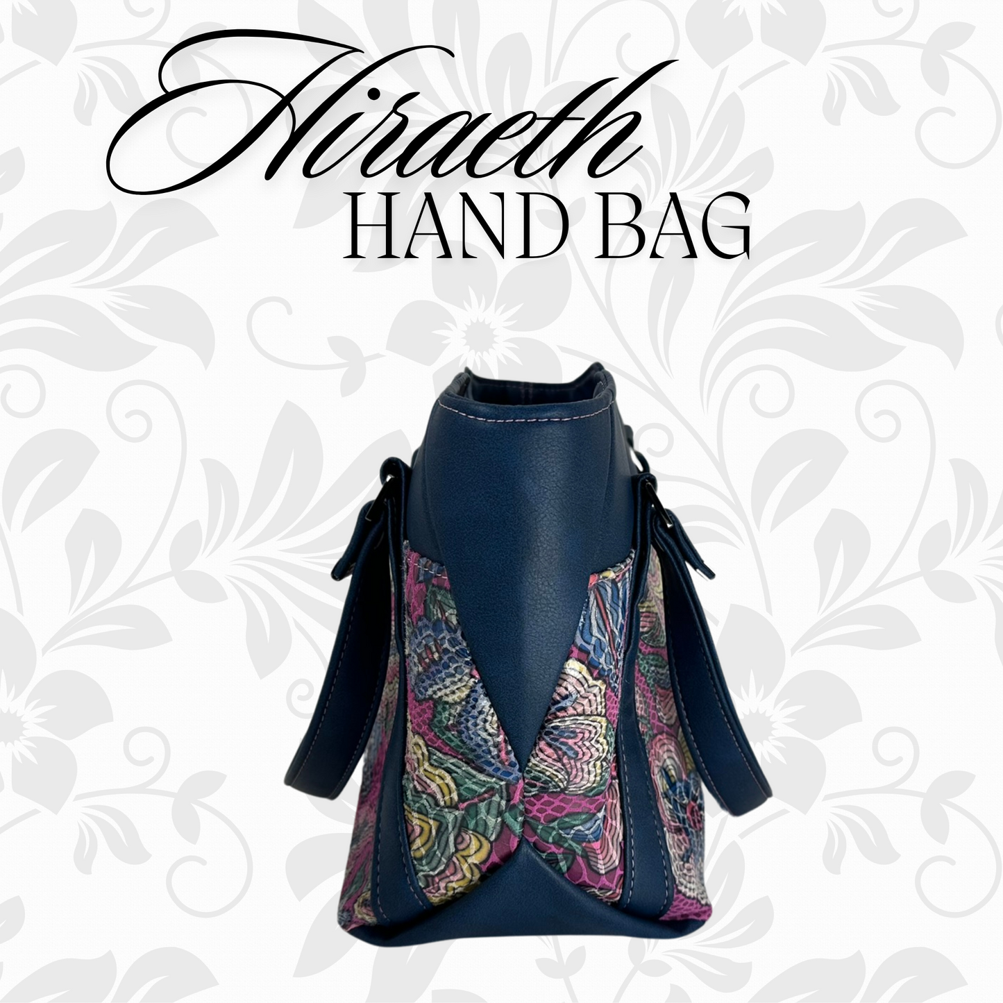 Navy & Printed Snakeskin Hiraeth Hand Bag