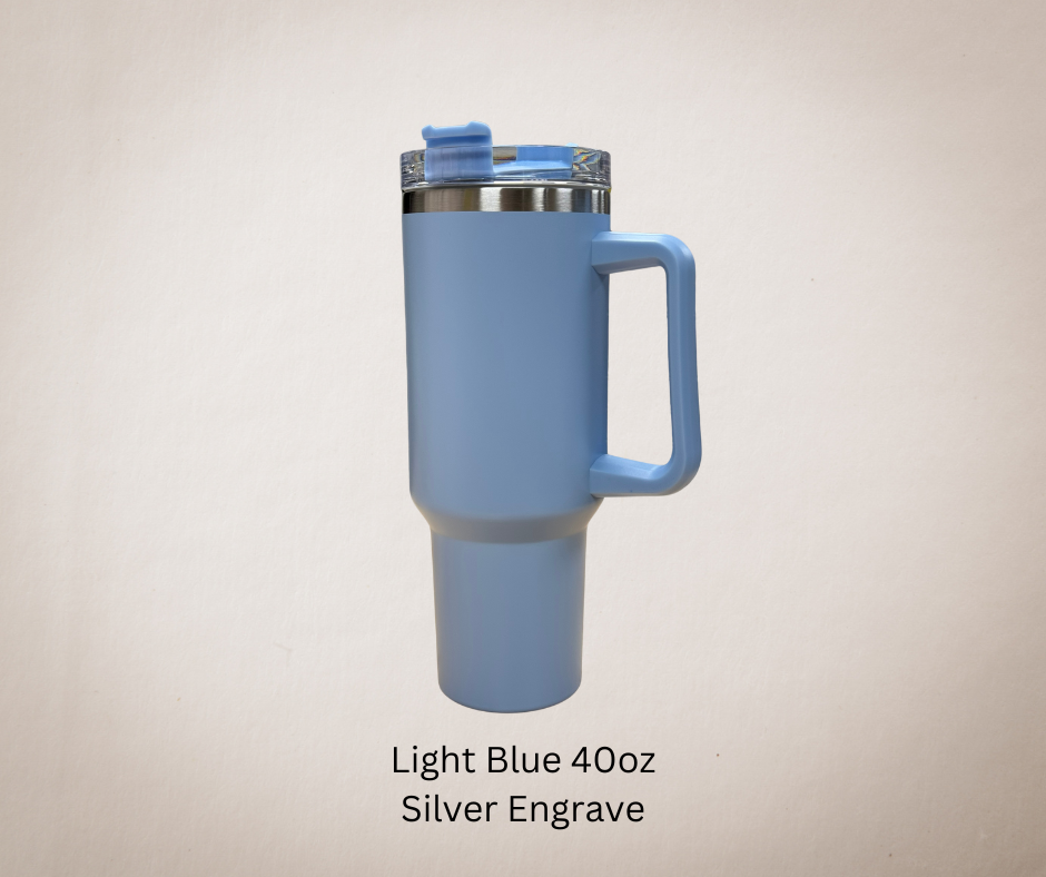 Light Blue-Silver Engrave 40oz Tumbler-Made to Order