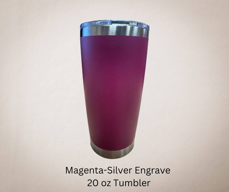 Magenta-Silver Engrave 20ozTumbler-Made to Order