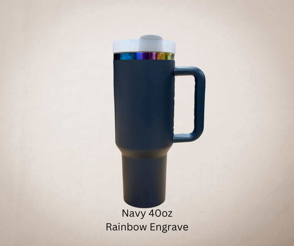 Navy-Rainbow Engrave 40oz Tumbler-Made to Order