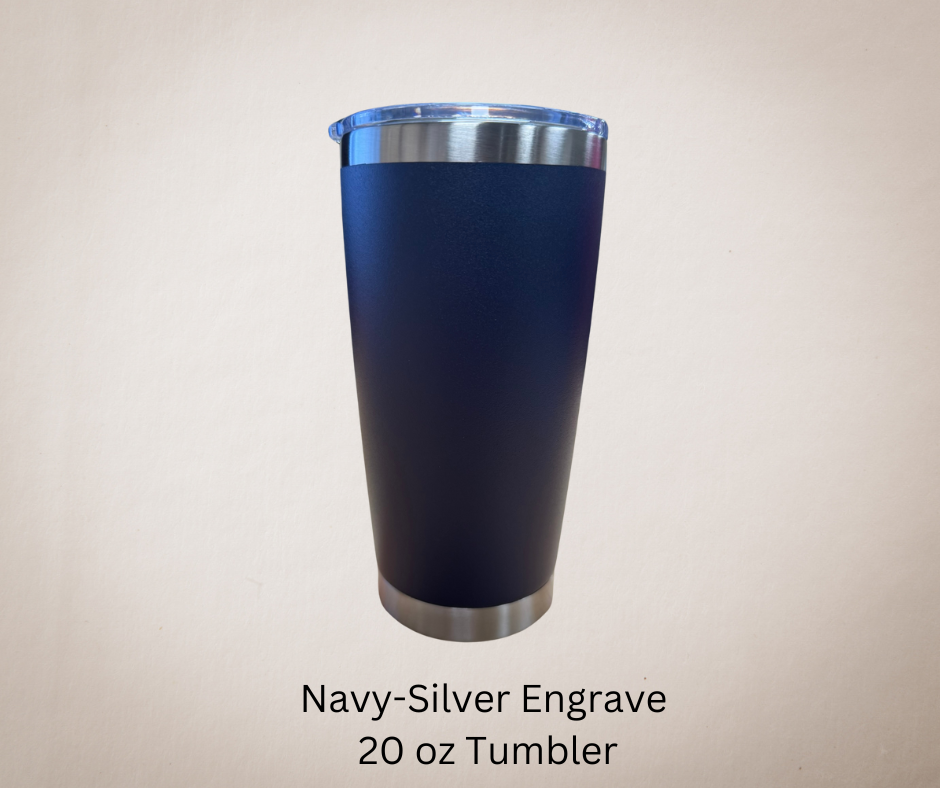 Navy-Silver Engrave 20ozTumbler-Made to Order