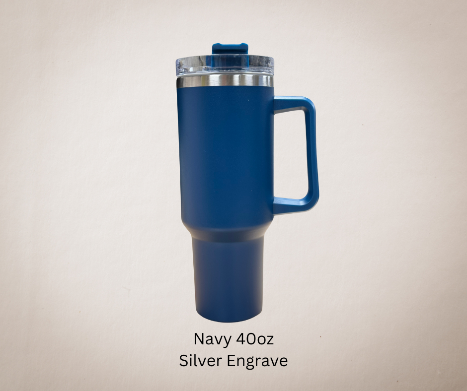 Navy-Silver Engrave 40oz Tumbler-Made to Order