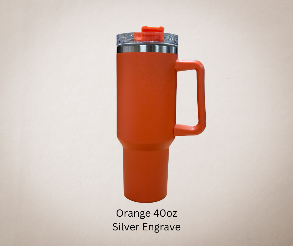 Orange-Silver Engrave 40oz Tumbler-Made to Order