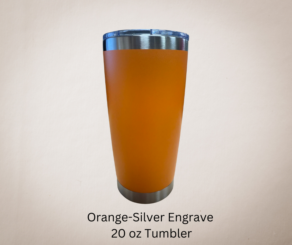 Orange-Silver Engrave 20ozTumbler-Made to Order