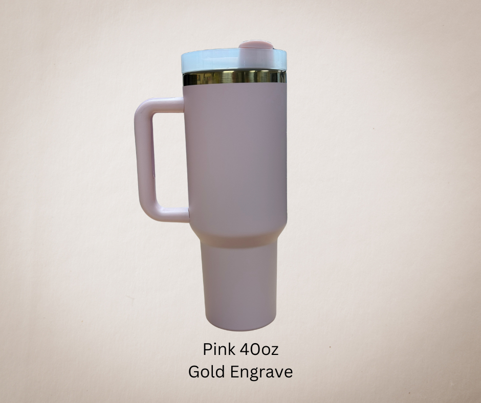 Pink-Gold Engrave 40oz Tumbler-Made to Order