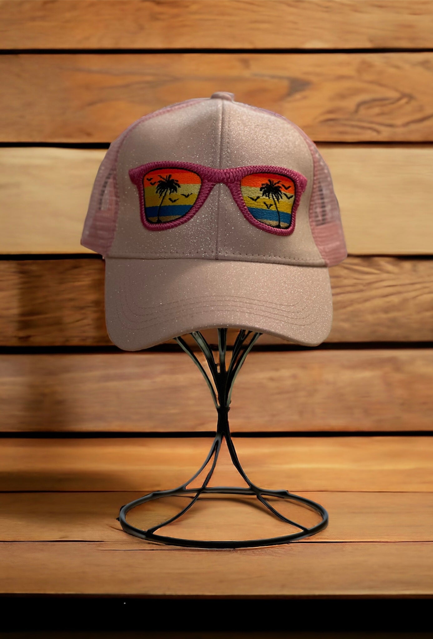 Glitter Sunglass Scene Ponytail Hat