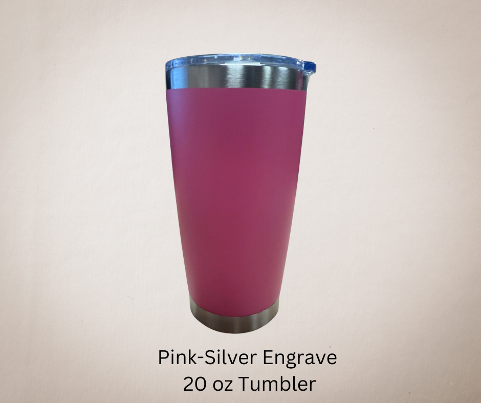 Pink-Silver Engrave 20ozTumbler-Made to Order