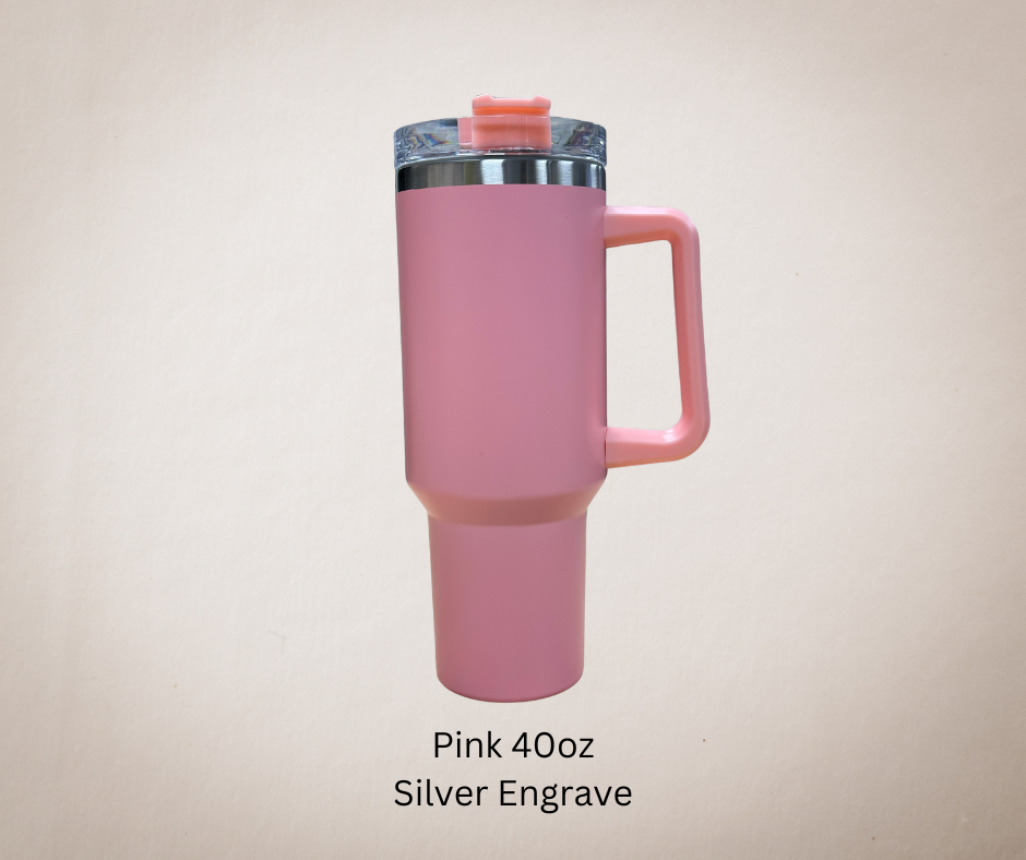 Pink-Silver Engrave 40oz Tumbler-Made to Order