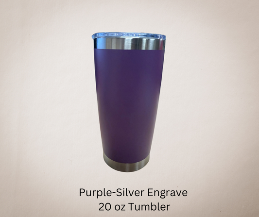Purple-Silver Engrave 20ozTumbler-Made to Order