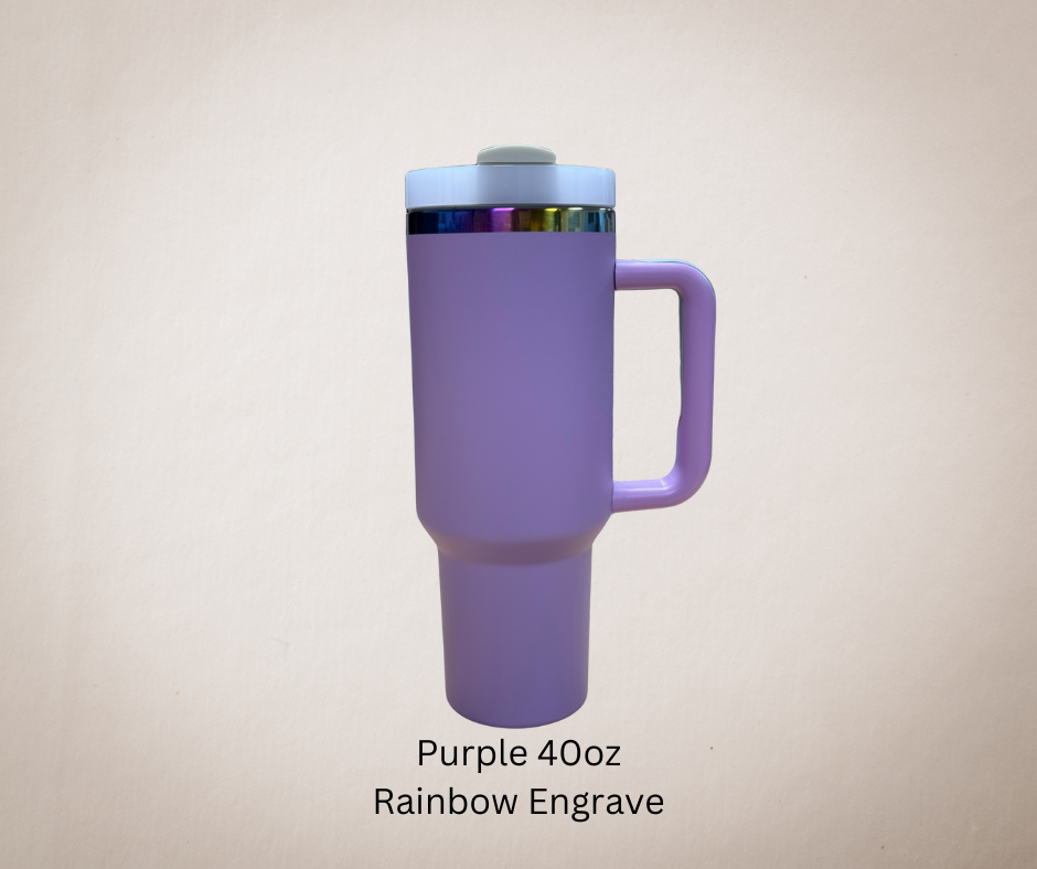Purple-Rainbow Engrave 40oz Tumbler-Made to Order