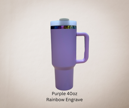 Purple-Rainbow Engrave 40oz Tumbler-Made to Order