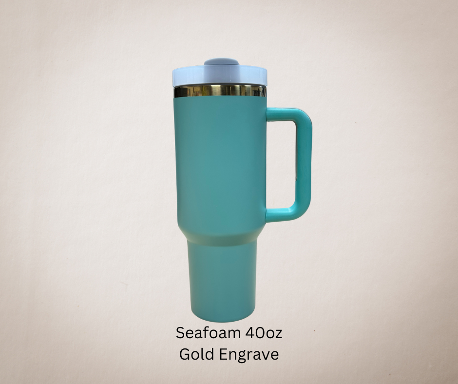 Seafoam-Gold Engrave 40oz Tumbler-Made to Order