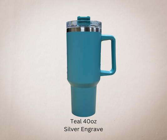 Teal-Silver Engrave 40oz Tumbler-Made to Order