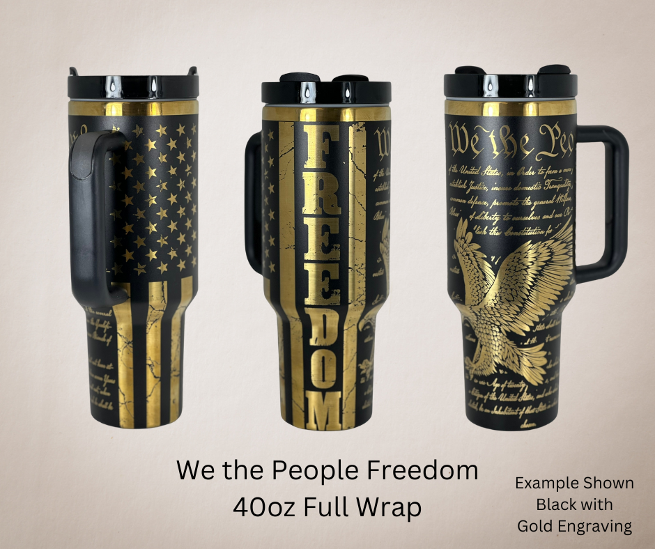 Black-Gold Engrave 40oz Tumbler-Made to Order