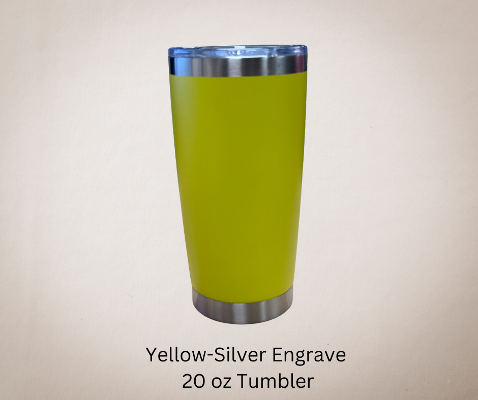 Yellow-Silver Engrave 20ozTumbler-Made to Order