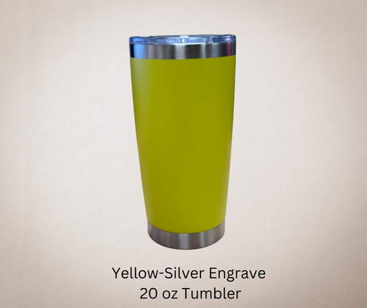 Yellow-Silver Engrave 20ozTumbler-Made to Order